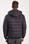 Men's Relax Fit Comfortable Cut Double Pocket Hooded Warm Black Coat with Fleece Inside - 7