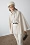 Suede Belt Detailed Cape Stone Coat