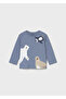North Long Sleeve Sweatshirt with Inner Lining and Velvet Pants Set (for Ages 01-04) - Beige/Blue - 2