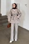 Belted Gabardine Suit Stone