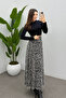 Women's Wave Zebra Printed Maxi Tulle Skirt with Back Elastic Detail and Zipper - 7