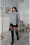 Gray Scarf Soft Textured Knit Sweater - 3