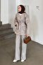 Belted Gabardine Suit Stone - 2