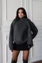 Anthracite Scarf Soft Textured Knit Sweater
