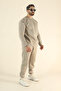 Men's Winter Tracksuit Set Sweatshirt Jogger - Stone Regular Soft Crew Neck