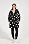 Women's Heart Embossed Hooded Regular Fit Zippered Coat
