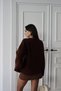 Brown V-Neck Oversize Knit Sweater - 6