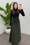 Women's Green Polka Dot Maxi Tulle Skirt with Back Elastic Detail and Zipper - 3