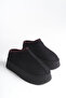 Lumi Black Suede Thick Sole Daily Winter Slippers with Fur Inside - 4