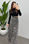 Women's Wave Zebra Printed Maxi Tulle Skirt with Back Elastic Detail and Zipper - 3