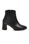 Black Leather Zippered Fleece Non-Slip Women's Heeled Boots 343126 Z - 2