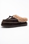 Noriel Brown Suede Genuine Leather Stitched Fur Women's Moccasin Slippers - 4