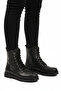 Black Leather Fur Laced Zippered Non-Slip Women's Boots 525383 Z