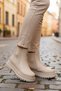 Beige Leather Fur Easy to Wear Non-Slip Women's Chelsea Boots 473093 Z - 3