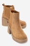 Lysa Tan Suede Elastic Genuine Leather Women's Platform Heeled Boots
