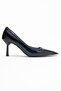 Rona Black Patent Leather Matte Toe Women's Heeled Shoes - 6