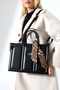 Black Women's Large Box Model Bag Scarf-Accessory Crossbody Shoulder and Clutch Bag - 5