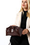 Brown Women's Medium Size Bohça Form Stylish Handbag with Gold Accessories and Crossbody Strap - 3