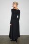 Fruendo Women's Asymmetrical Collar Top with Flexible Fabric Skirt Poplin Long Black Dress - 7