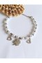 Clover Themed Steel Bracelet with Pearl Details - 2