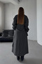 Anthracite Belted New Season Lined Premium Quality Comfortable Fit Women's Cashmere Coat - 4