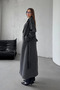 Anthracite Belted New Season Lined Premium Quality Comfortable Fit Women's Cashmere Coat - 3