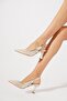Promise Stone Open Back Women's Heeled Shoes Tan Satin - 2