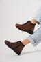 Nolma Rubber Tie Zippered Women's Genuine Leather Boots Tan Skin - 2
