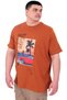 Fashion XL Large Size Men's Printed T-Shirt Palm Dream U25026 Cinnamon - 4