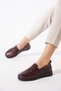 Futres Printed Moccasin Genuine Leather Women's Shoes Burgundy Patent Leather