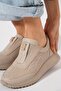 Reras Genuine Leather Shoes with Elastic Buckle in the Middle Silver Gray - 4
