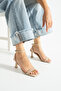 Women's Mendy Beige Nude Patent Leather Ankle Strap Thin Double Strap Heeled Sandals Shoes