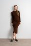 Women's Ribbed Long Knit Dress – Brown - 4