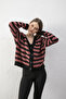 Stripe Patterned Knit Cardigan – Stylish, Comfortable, Soft Cardigan - Puffy Textured Buttoned Cardigan - 5