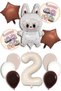 Yaş Labubu Balloon Abubu Baby Birthday Set Cream Number Flying Balloon Coffee White Sand Color Balloon