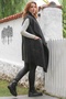 Italian Black Shawl Collar Sleeveless Pocketed Casual Boucle Woven Vest 90 65 - 7