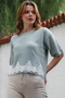 Mint Round Neck Short Sleeve Lace Knitwear Blouse 64 57