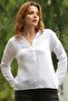 White Shirt Collar Long Sleeve Buttoned Pocket Cotton Woven Blouse 60 56 - 5