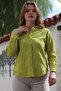 Lime Color Shirt Textured Button Woven Shirt with Shirt Collar Cuff Sleeves 70 58 - 5