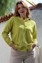 Lime Color Shirt Textured Button Woven Shirt with Shirt Collar Cuff Sleeves 70 58 - 7