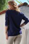 Navy Blue V-Neck Long Sleeve Slim Slit Knitwear Sweater 65 60 - 8