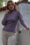 Lilac Color Turtleneck Long Sleeve Polka Dot Knitwear Sweater 60 55 - 4