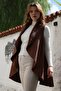 Italian Brown Shawl Collar Sleeveless Casual Boucle Woven Vest 80 65 - 6