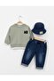 Double-Sided Embroidered Sweatshirt with Hat 3-Piece Baby Boy/Child Set - 2