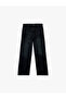 Cotton Pocket Detailed Wide Leg Denim Trousers