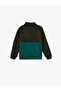 High Neck Long Sleeve Color Block Fleece Sweatshirt - 2