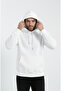 White Men's Kangaroo Pocket Sweatshirt 3 Thread Soft Fabric - 8