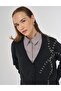 Embroidered Detailed Knitwear Cardigan Anthracite - 7