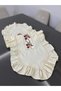 Cross-Stitch Embroidered Ruffled Cream Runner (Custom Size and Color Available / Cross-Stitch Can Be Changed)