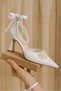 High Heeled Shoes with Pearl Ankle and Bow, Special Evening Dress Shoes, Elegant Design and Matching Bag - 2